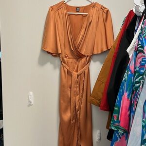SHEIN Copper Maxi Wrap Dress